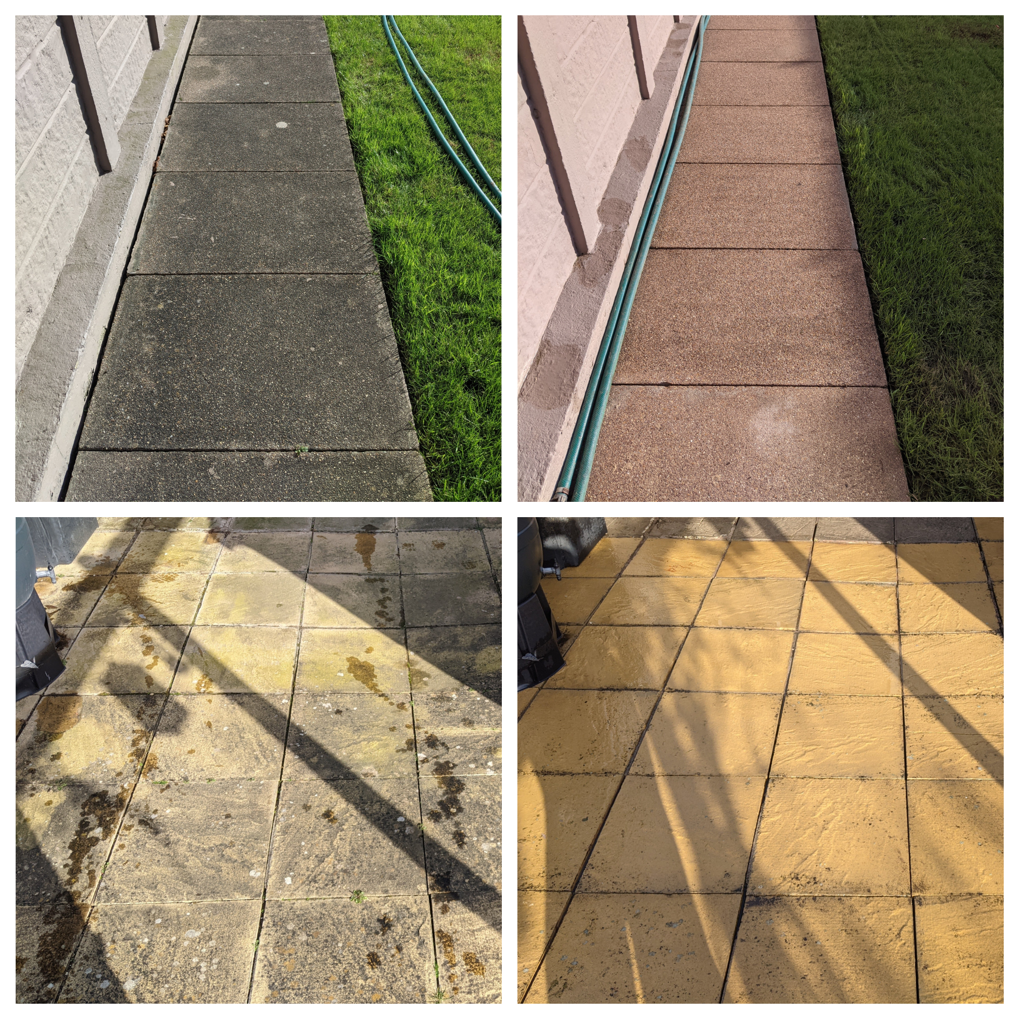 Concrete driveway cleaning, before and after images by Boston Jet Wash.