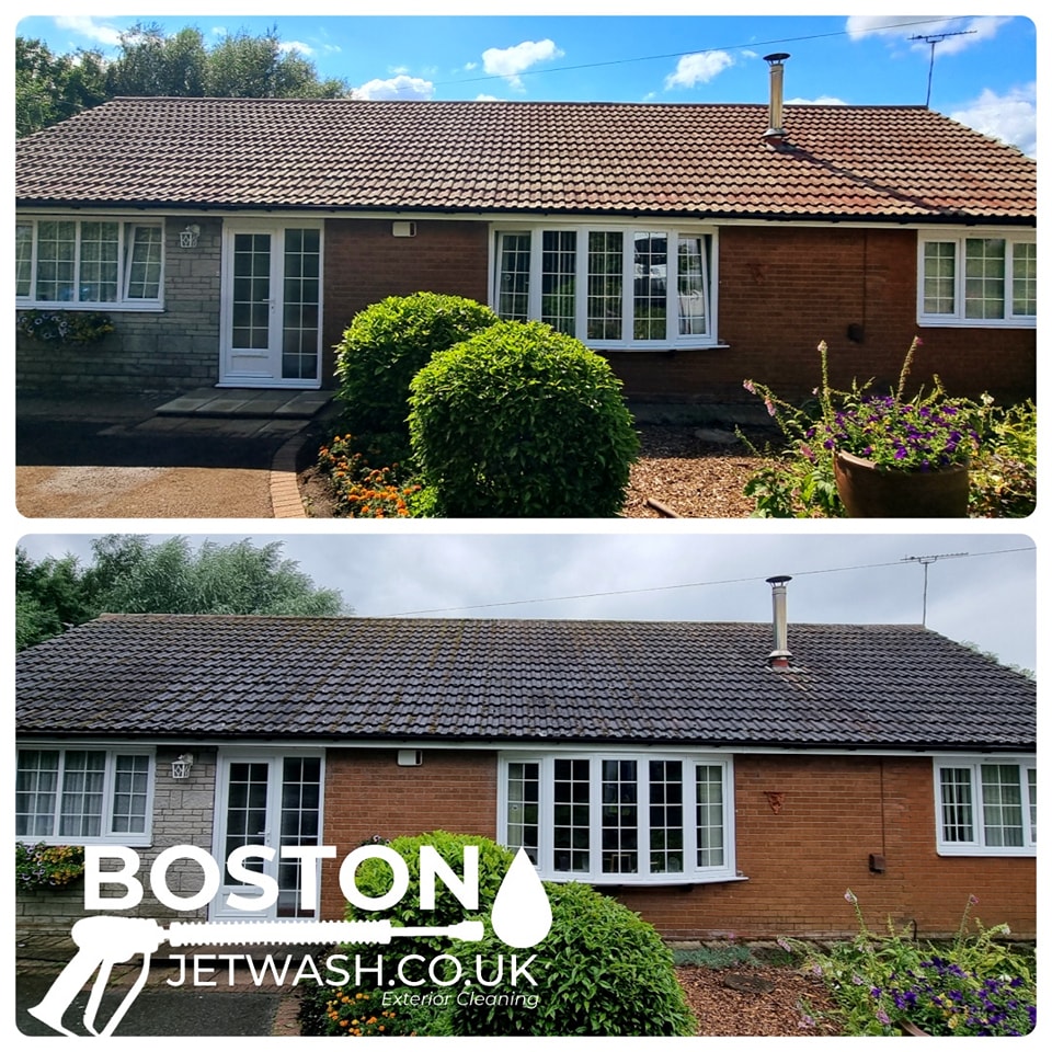 A side-by-side rendering cleaning before and after with a Boston Jetwash watermark.