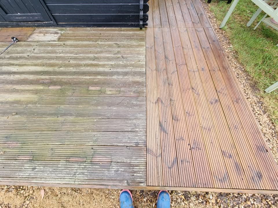Concrete driveway cleaning, before and after images by Boston Jet Wash.