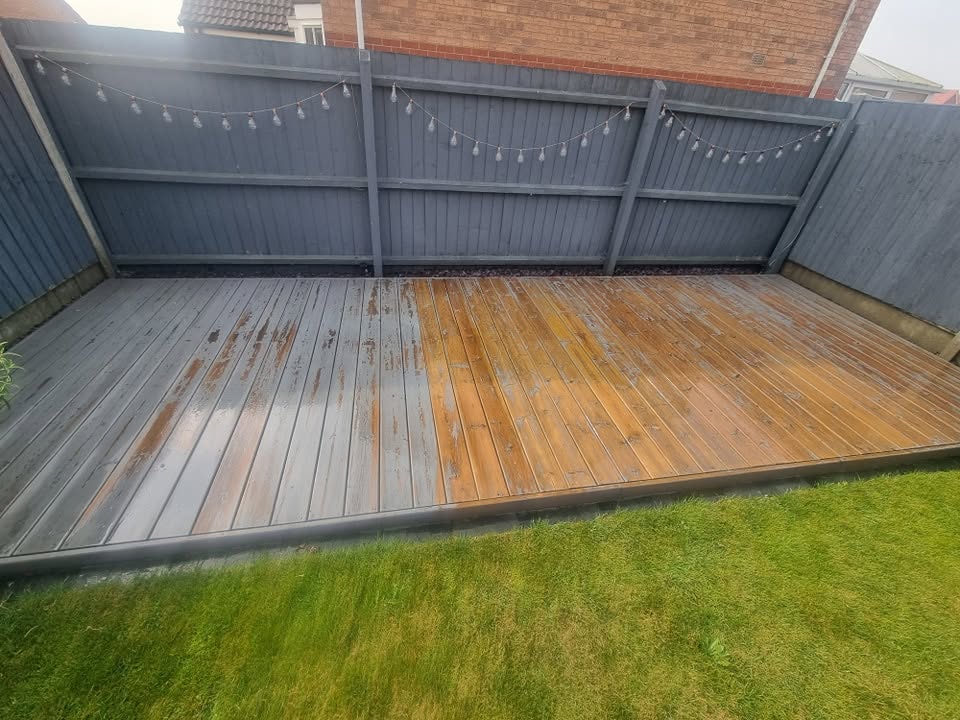 Tarmac driveway cleaning, before and after image. By Boston Jet Wash. 
